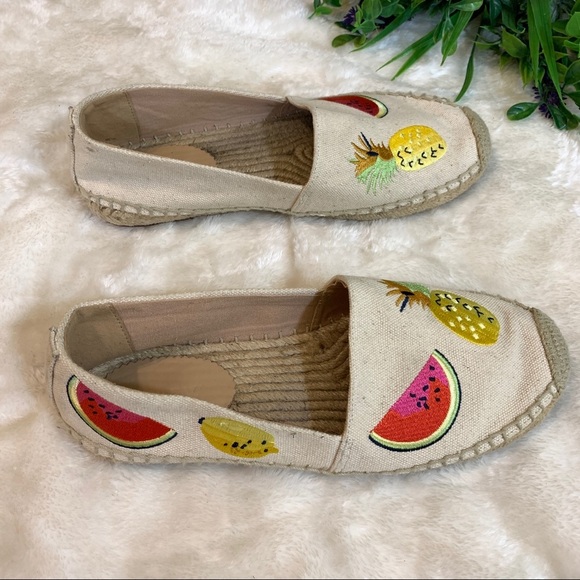 J. Crew Fruit Salad Canvas Espadrilles Loafers Watermelon Pineapple - Picture 5 of 12